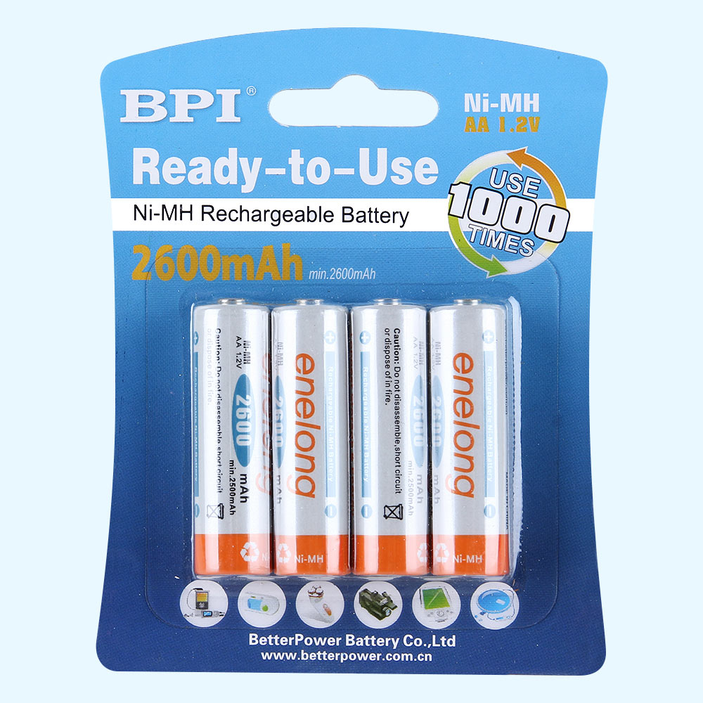 BPI跨境電商用1.2V2600mAh電視空調(diào)搖控器7號充電電池,低自放電型持久耐用鼻毛剪玩具應(yīng)急型電池